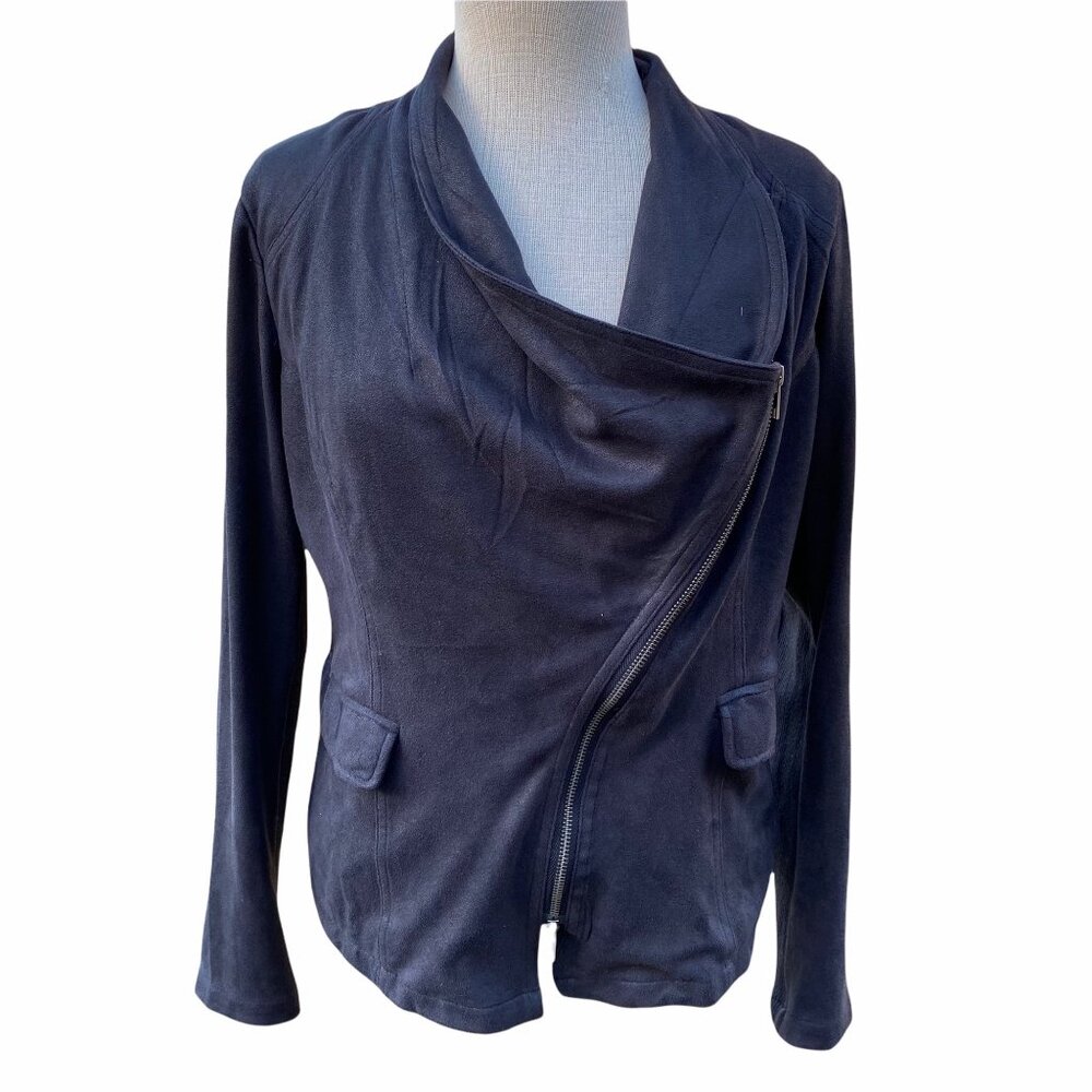 Miilla Faux Suede Jacket Asymmetrical Zipper Women's Small Moto Black